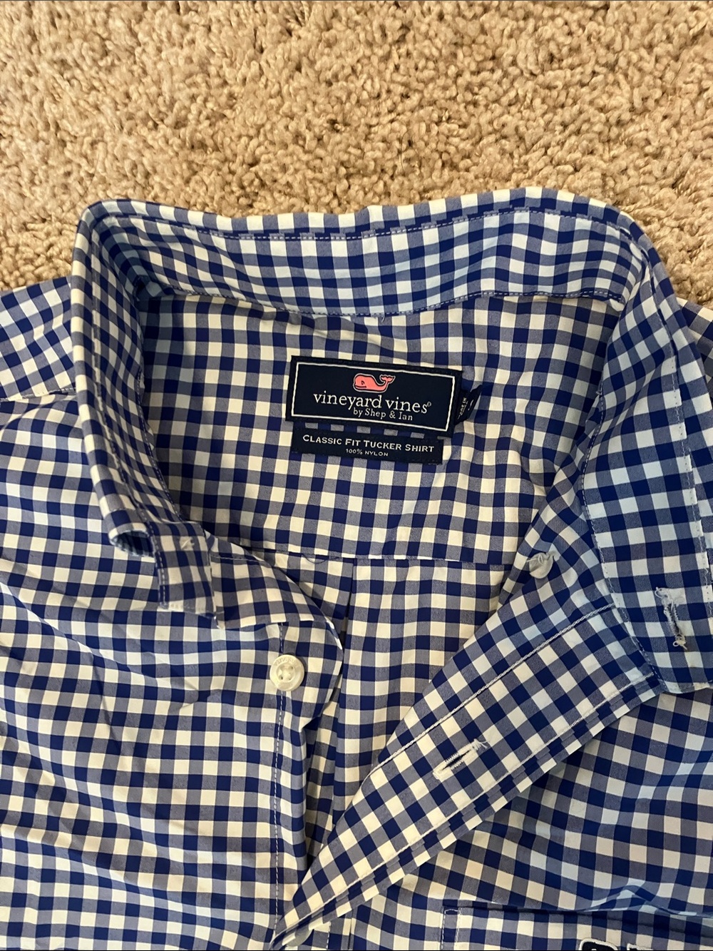 Vineyard Vines Blue and White Gingham Button-Down Shirt